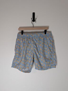 BlueWave XL Light Blue Swim Shorts with Yellow Lemon Print